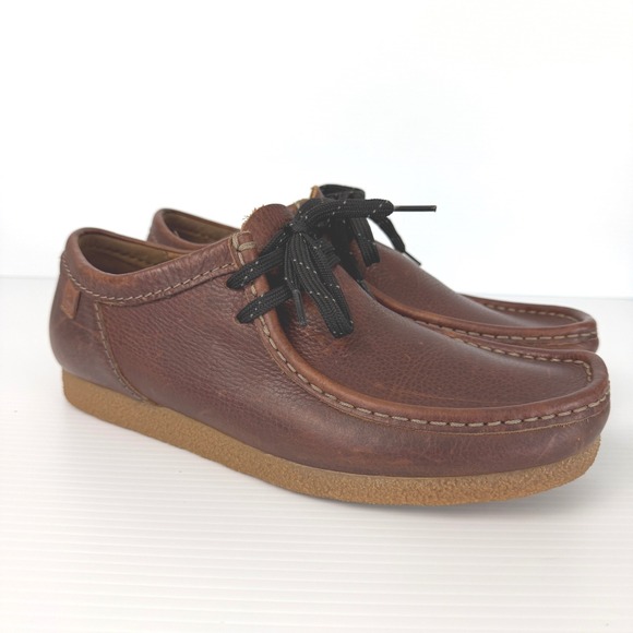 Clarks Collection Wallabee Padmore Pebbled Leather Moccasin Crepe sole Mens shoe